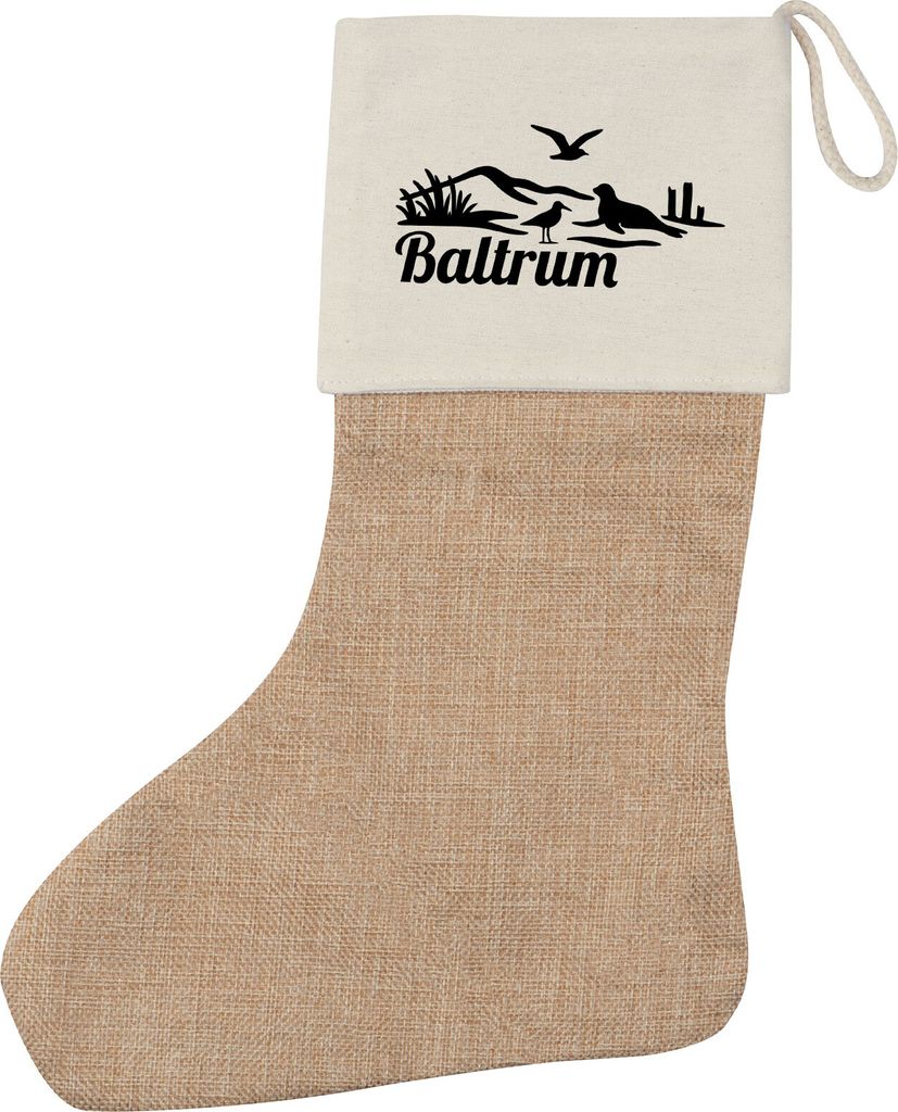 Huuraa Weihnachtsstrumpf Baltrum Strandmotiv Beige Jute Kaminstrumpf Geschenkidee