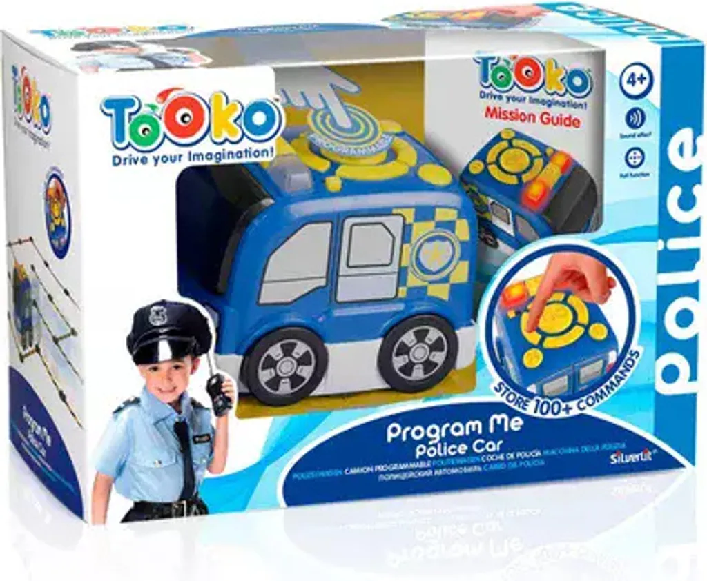 Voiture de police Press N Go bleue jouet mécanique friction enfant - 3