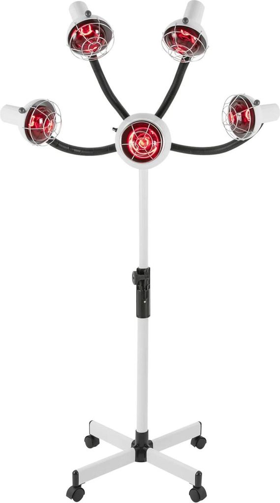 Friseur Infrarot Haarwärmer - 5-Kopf Haarprozessor - 750 W - Höhenverstellbar - EU-Stecker 220 V - 4 Rollen - Weiß