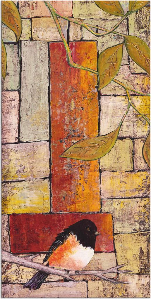 ARTland Wandbild Alu für Innen & Outdoor Vogel auf einem Ast I Größe: 30x60 cm