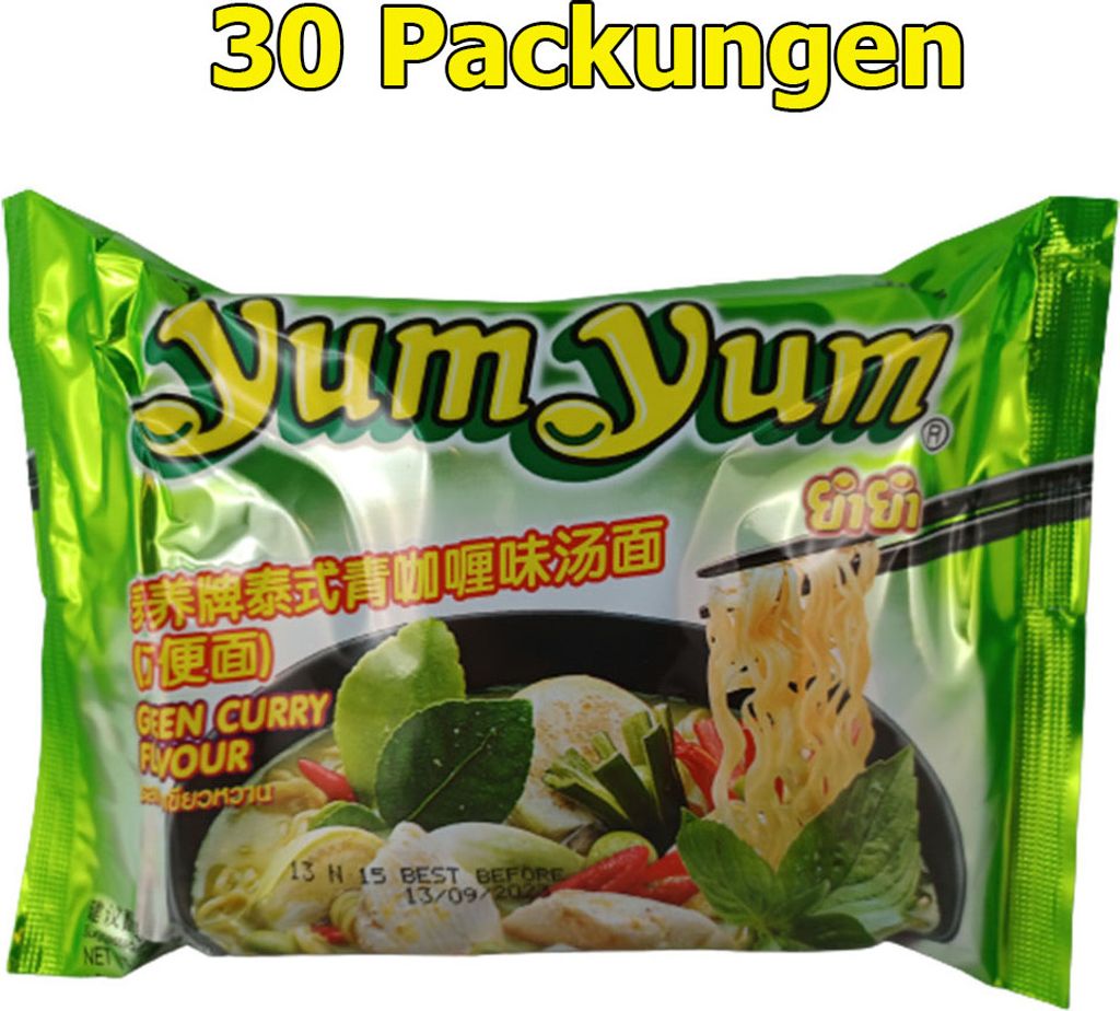 Yum Yum Instant Nudeln Green Curry 30er Pack (30 x 70g) Produktbild 
