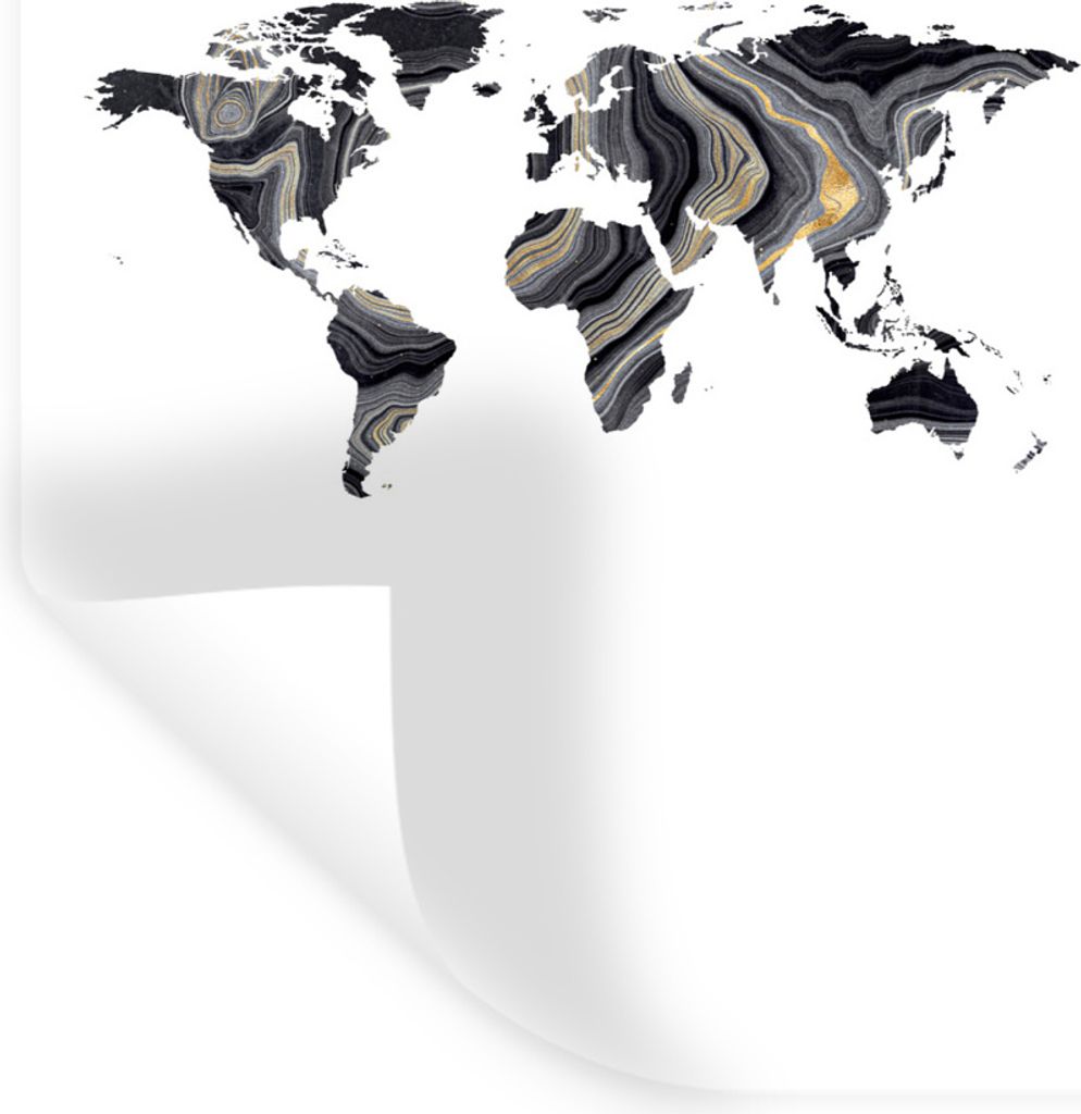 MuchoWow Wandtattoo Wandsticker Wandaufkleber Weltkarte - Farbe - Gold 40x60 cm Selbstklebend und Repositionierbar - Wierderverwendbar - Selbstkl...