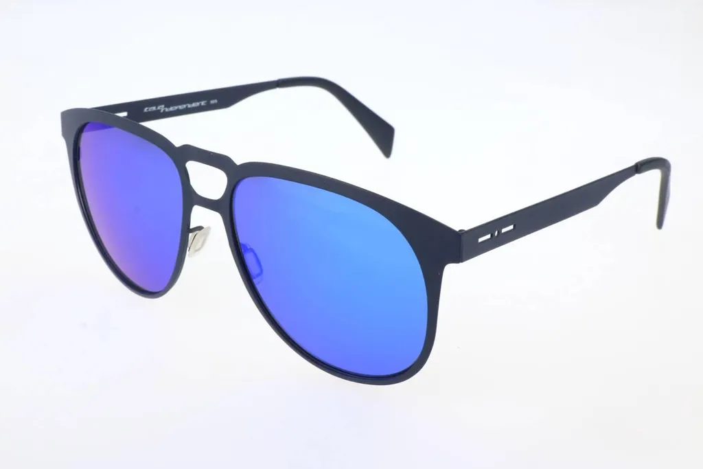 Lunettes de soleil de luxe pour homme en métal bleu et havane 55-15-145