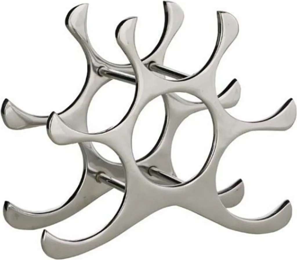 Porte-bouteilles en aluminium poli brillant au design vagues épuré