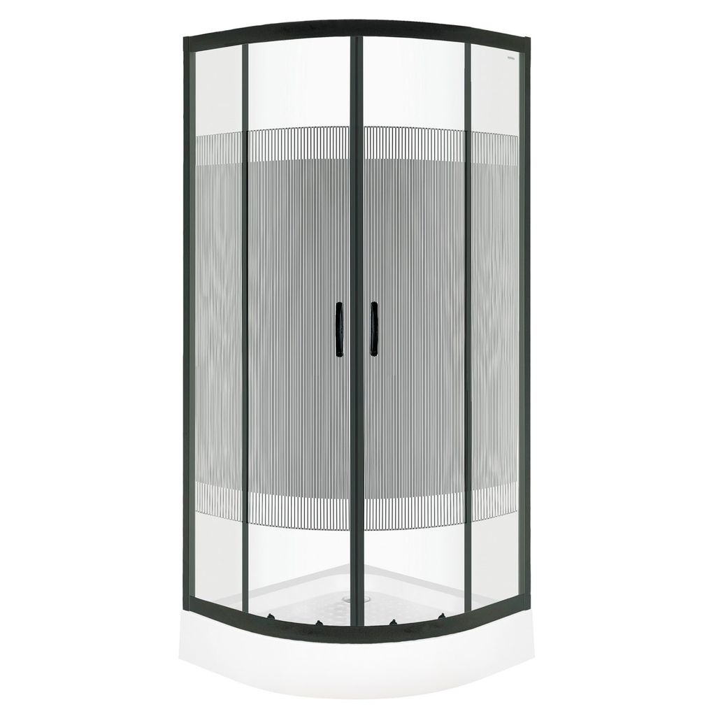 Kerra Xenia Duo Black 90 Curved Duschkabine mit Duschwanne