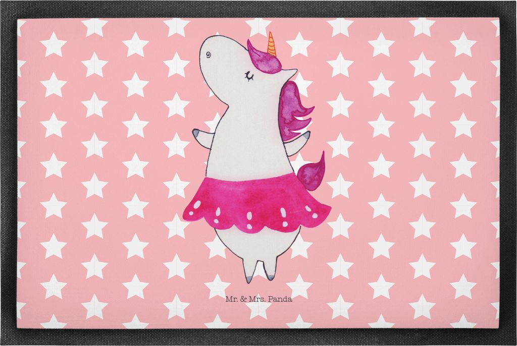 Mr. & Mrs. Panda Schuhabstreifer Einhorn Ballerina 50 x 75 cm - Rot Pastell - Geschenk, Bodenvorleger, Schmutzmatte, Einhörner, fußmatte, Unicorn...