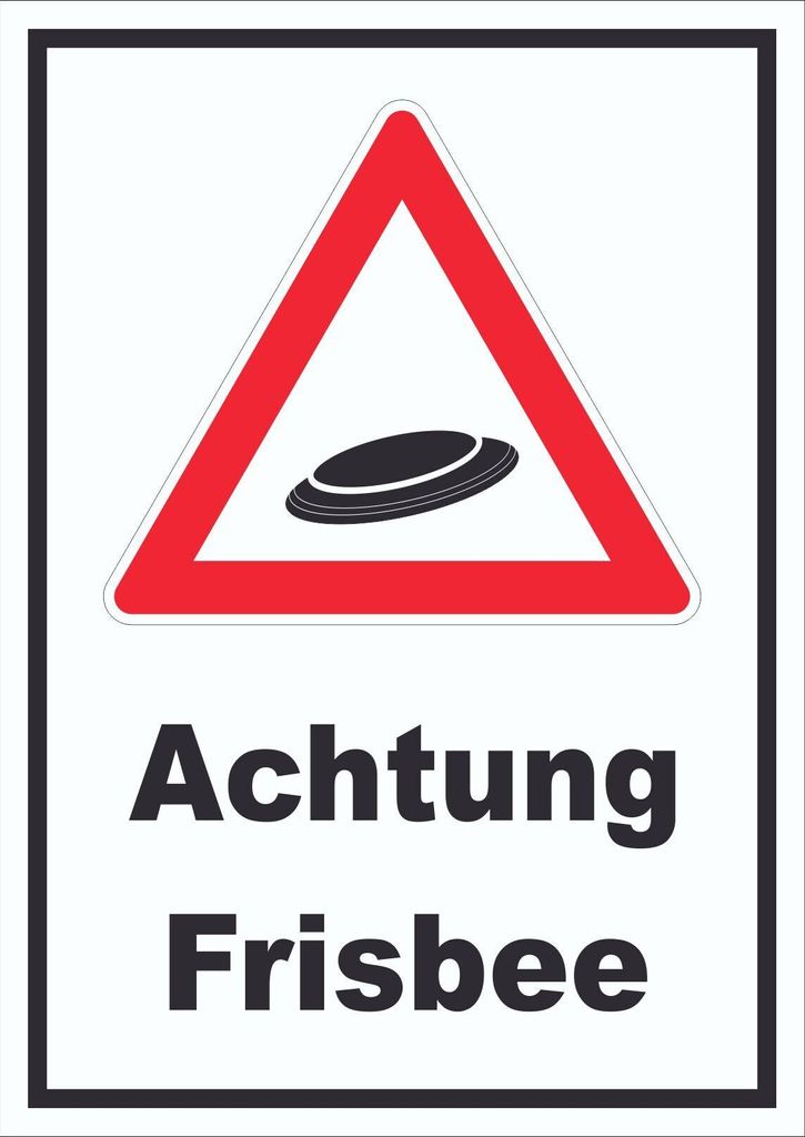 Achtung Frisbee Schild A5 (148x210mm)
