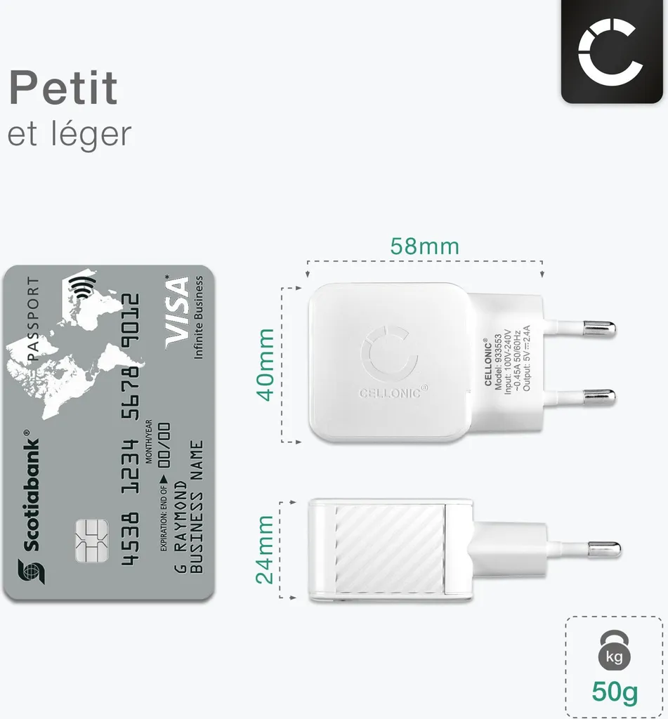 Chargeur Secteur USB pour Smartphone et Tablette 12W Pack de 4 - 4