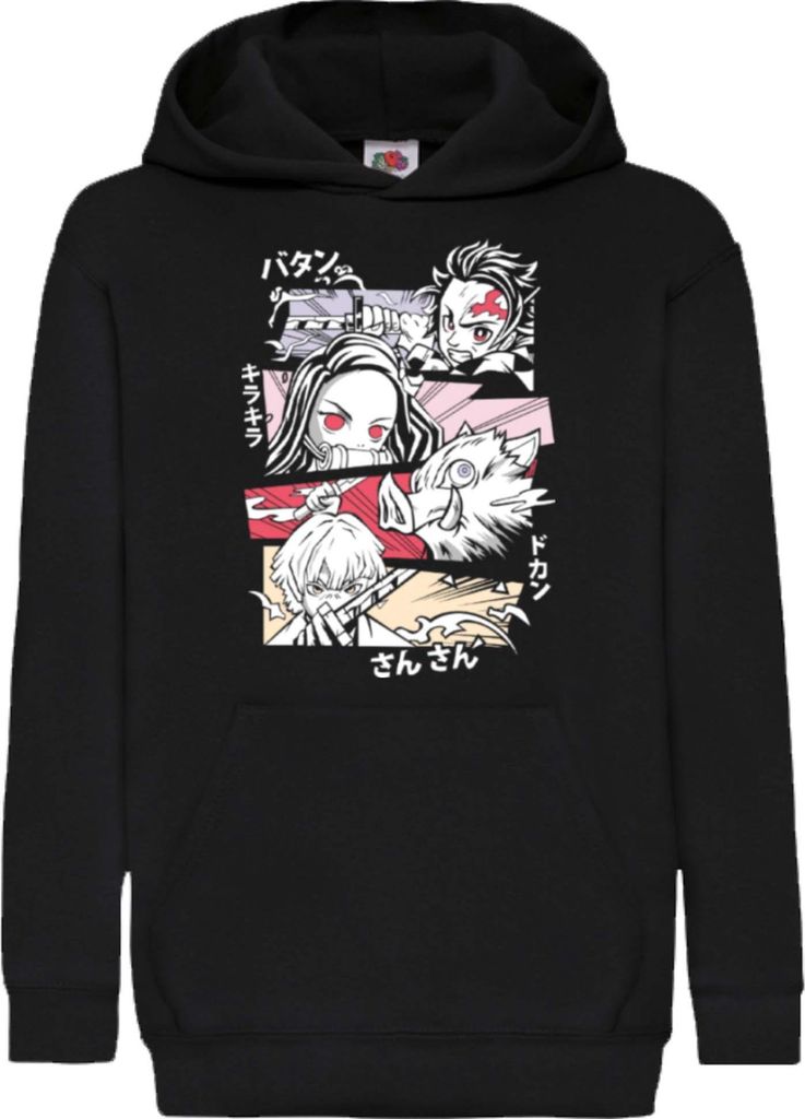 Kinder Kapuzenpullover Japan Manga Anime Comics Animation Demon Anime Slayer Tanjiro 17, 5-6 Jahr - 116 / Schwarz