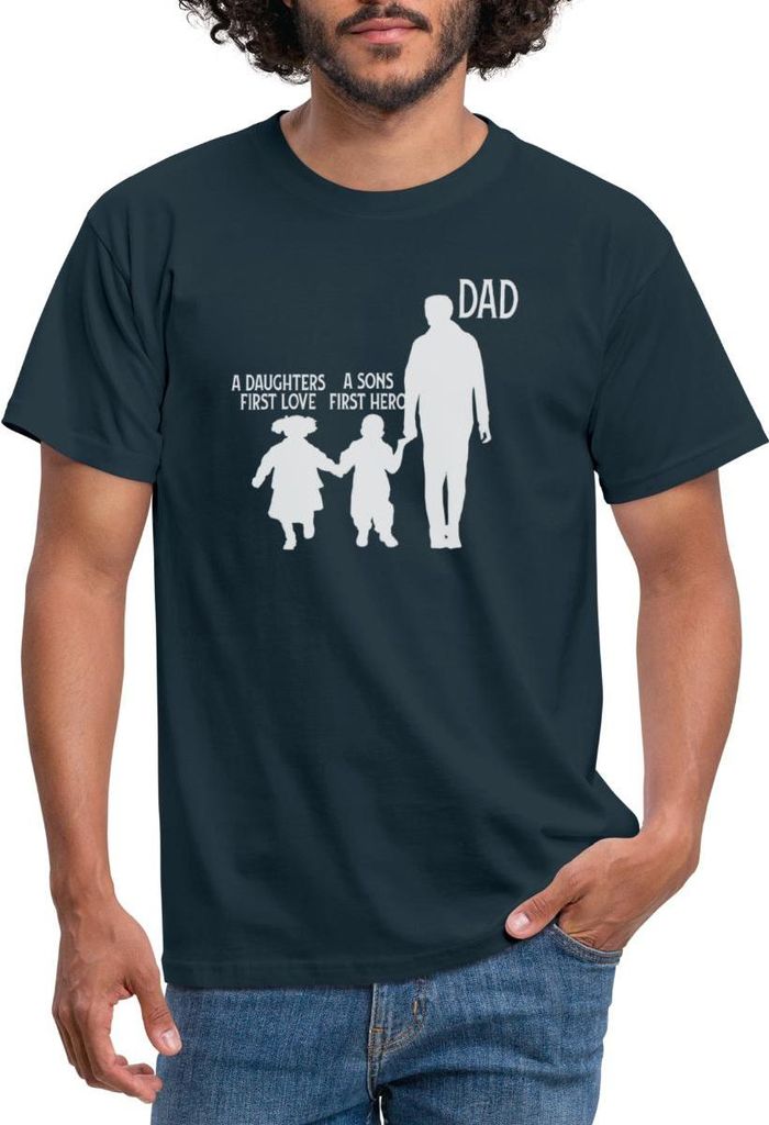 Spreadshirt Papa Sohn Tochter Liebe Held Spruch Männer T-Shirt, 4XL, Navy