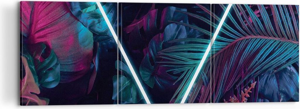 Bild auf Leinwand - Leinwandbild - 3 Teile - Leuchtend Dreieck Blätter - 120x40cm - Wand Bild - Wanddeko - Wandbilder - Leinwanddruck - Bilder - W...