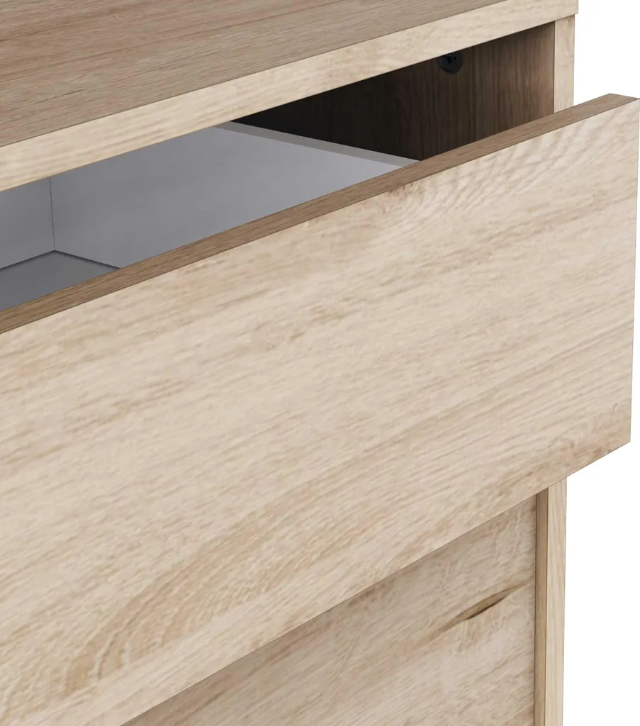 Petit meuble de rangement 3 tiroirs commode basse effet chêne - 8