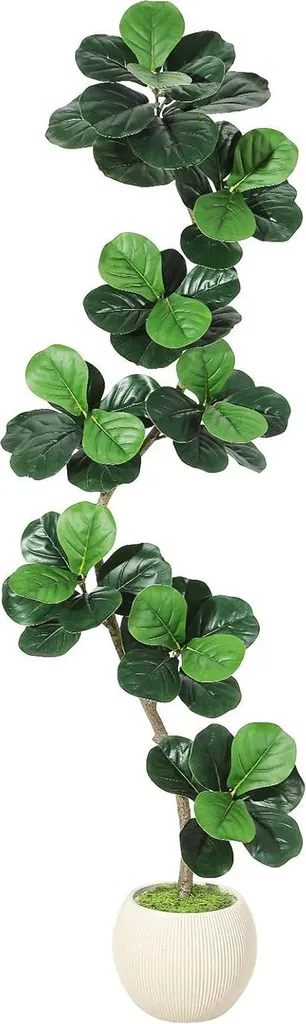 Ficus lyrata artificiel style bonsaï en PVC avec son pot blanc élégant