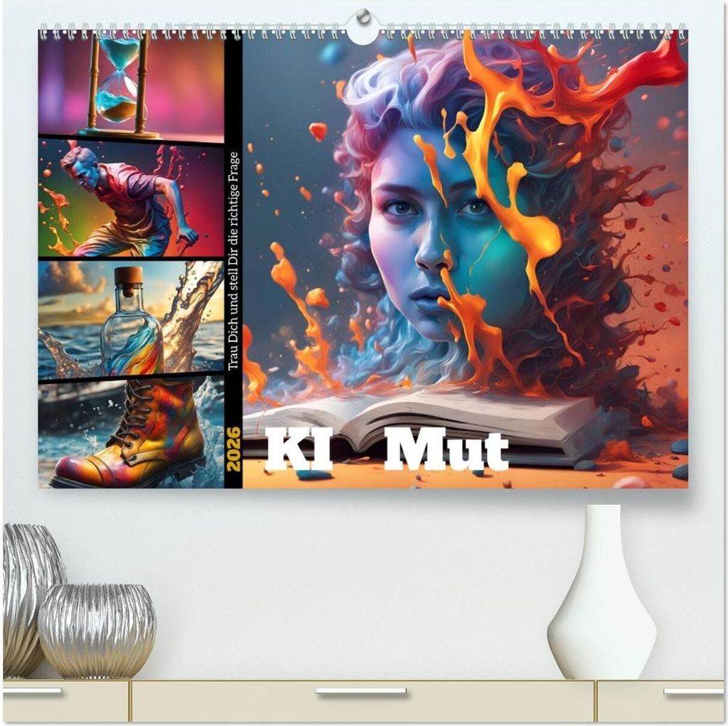 KI Mut - Trau Dich und stell Dir die richtige Frage (hochwertiger Premium Wandkalender 2026 DIN A2 quer), Kunstdruck in Hochglanz