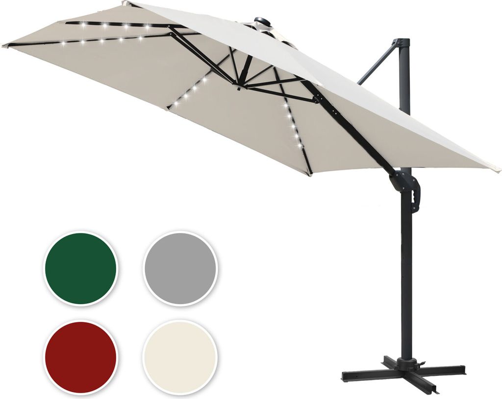 Jayseuw 300 cm Sonnenschirm Gartenschirm mit Kurbel, Neigbar, UV50+ Beige