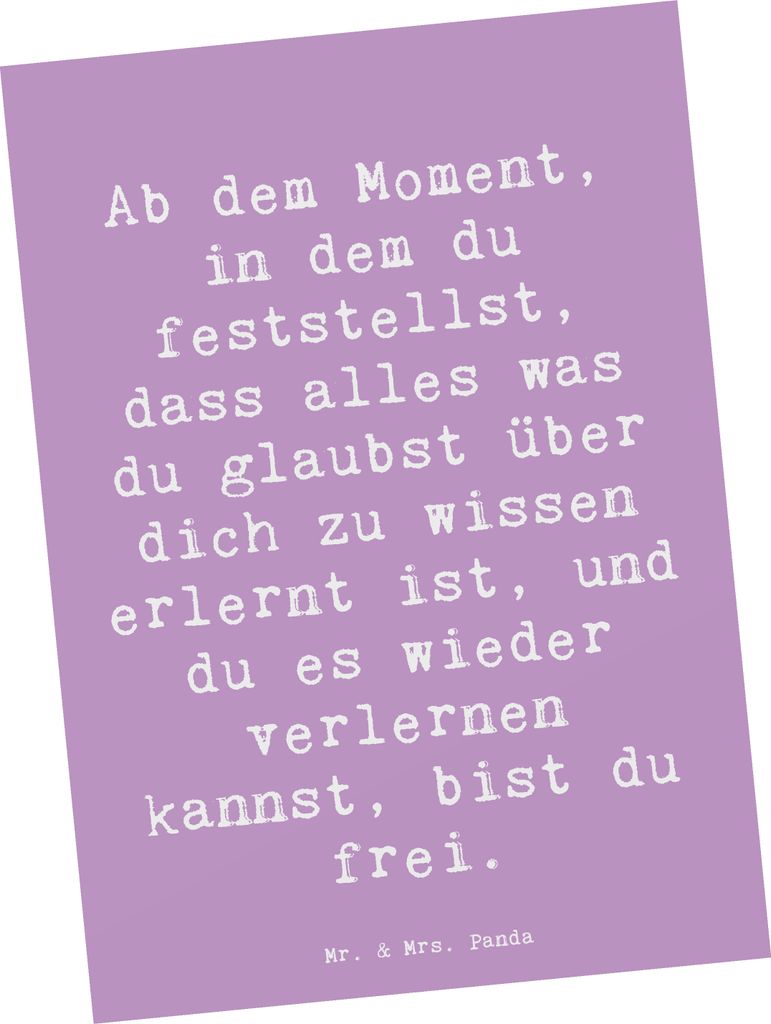 Mr. & Mrs. Panda Postkarte Spruch Erleuchtung und Freiheit - Lavendeltraum - Geschenk, Fotokarte, Grußkarte, Gefühl, Klarheit, Ansichtskarten, Ve...