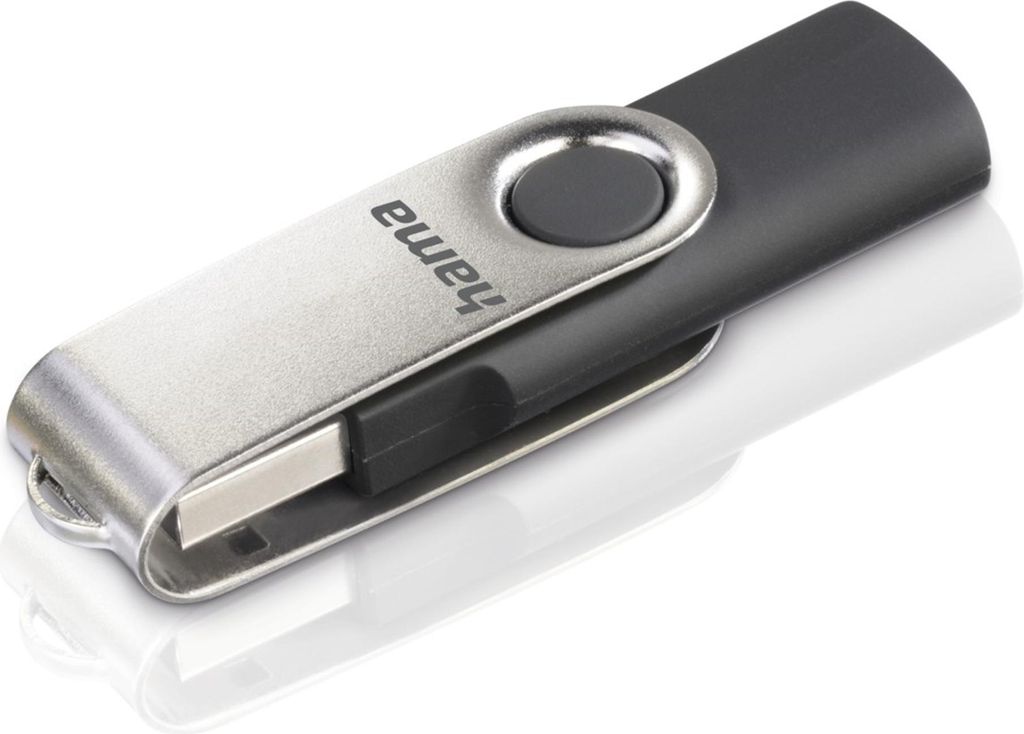 Hama USB-Stick Rotate, USB 2.0, 128 GB, Schwarz/Silber Produktbild 
