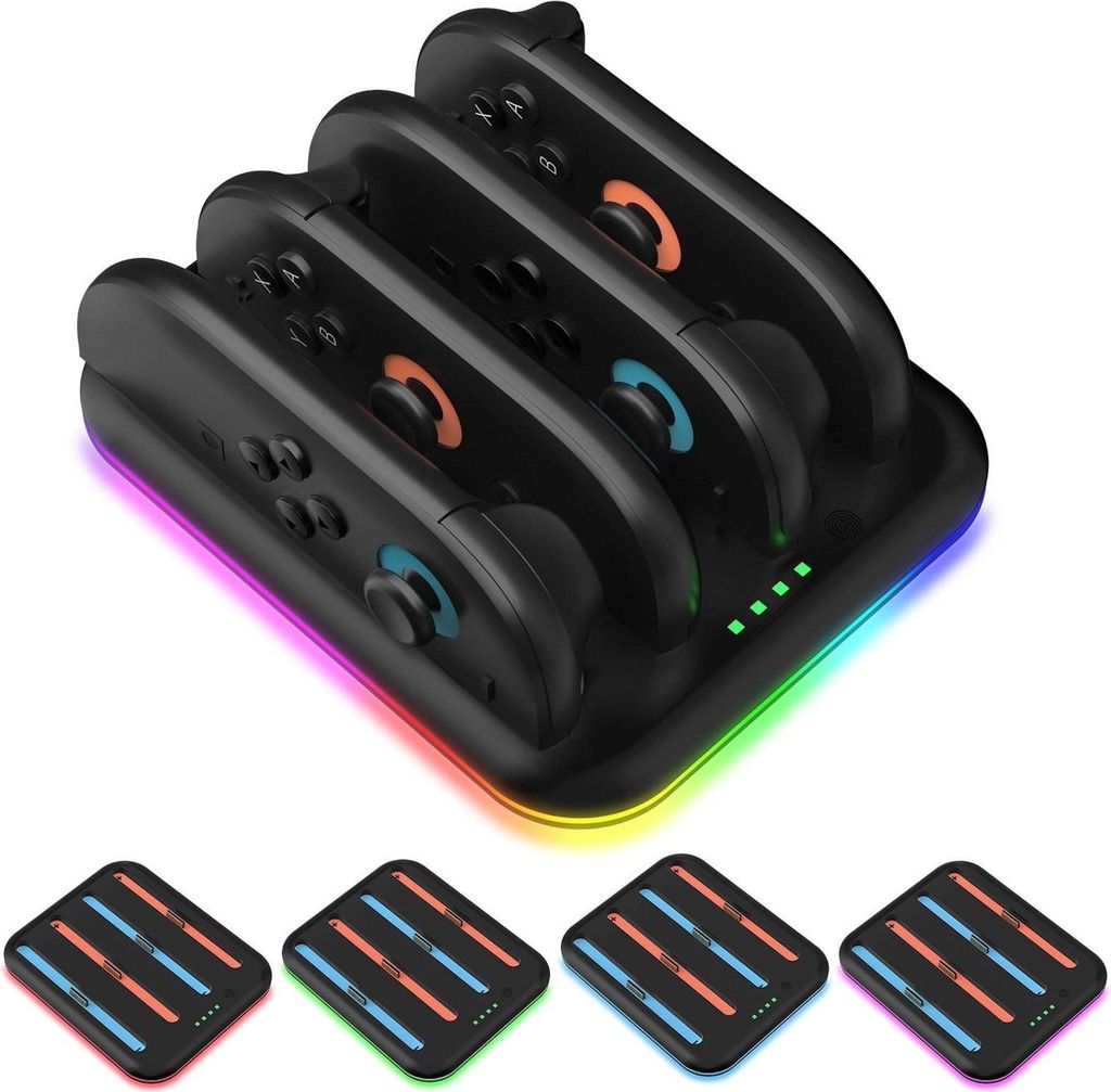 Für Nintendo Switch 2 4-fach Controller Ladestation RGB Schwarz