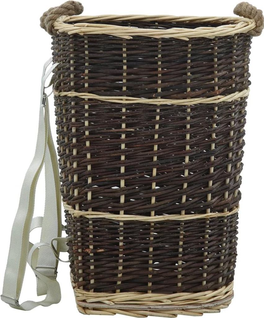 vidaXL Holzkorb mit Trageriemen 44,5×37×50 cm Natur Weide