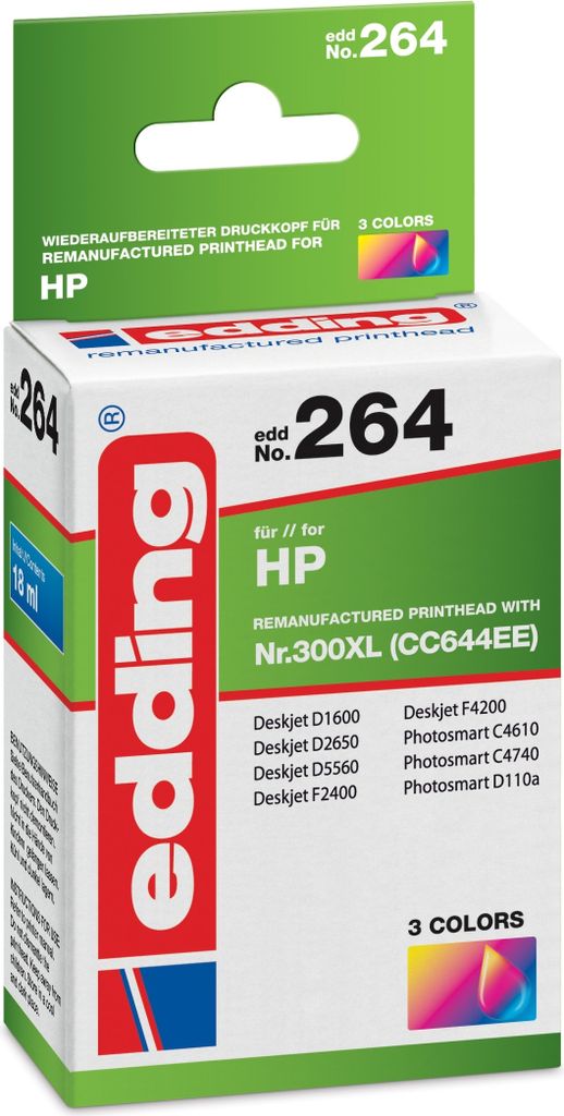 Tintenpatrone kompatibel mit HP No. 300XL (CC644EE) colour Packung mit 12 Stück