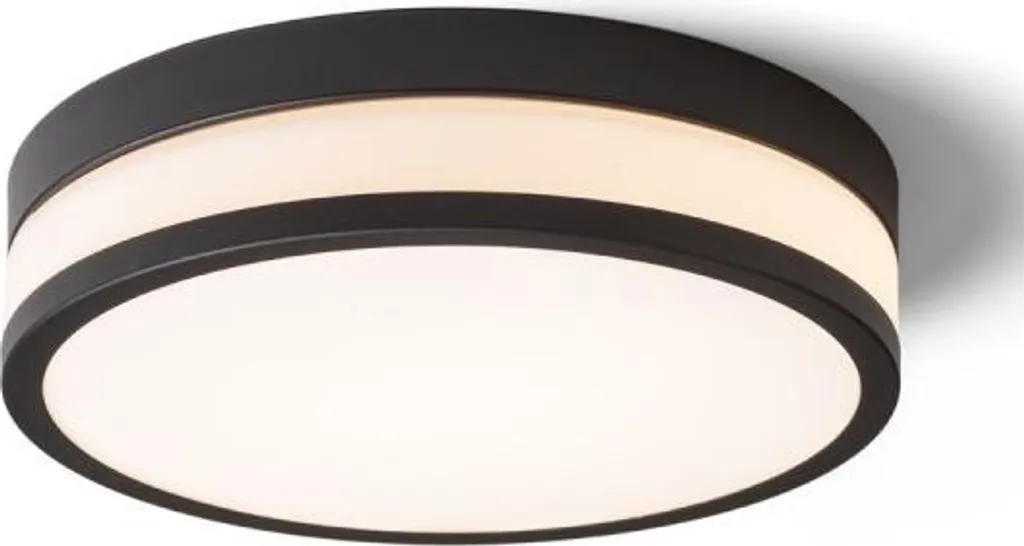 Plafonnier LED IP44 CIRA 35 Anti-Éblouissement Verre Opale Noir 24W