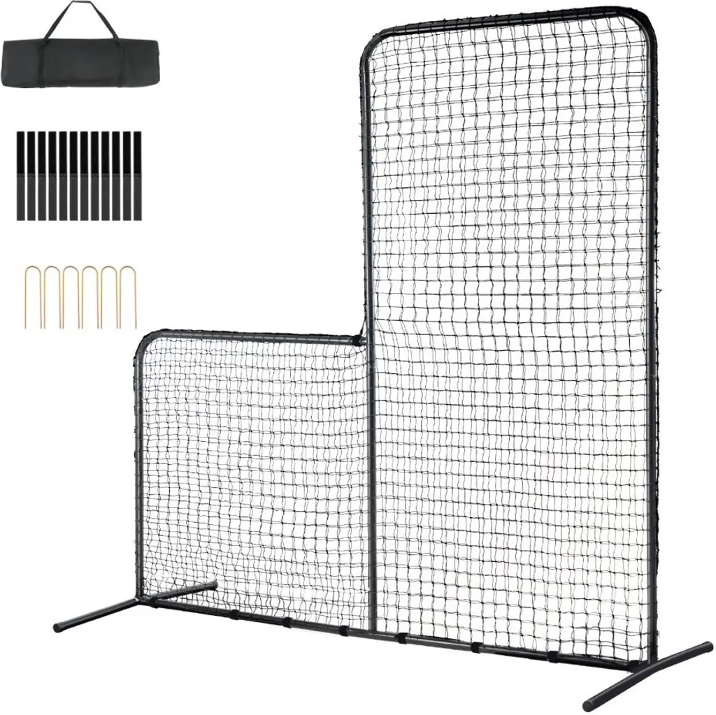 Protection lanceur baseball anti-impacts 213x213 cm avec filet portable