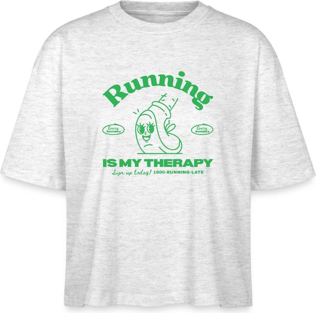 Spreadshirt Running Club Design Boxy Shirt Damen, L, Weiß meliert