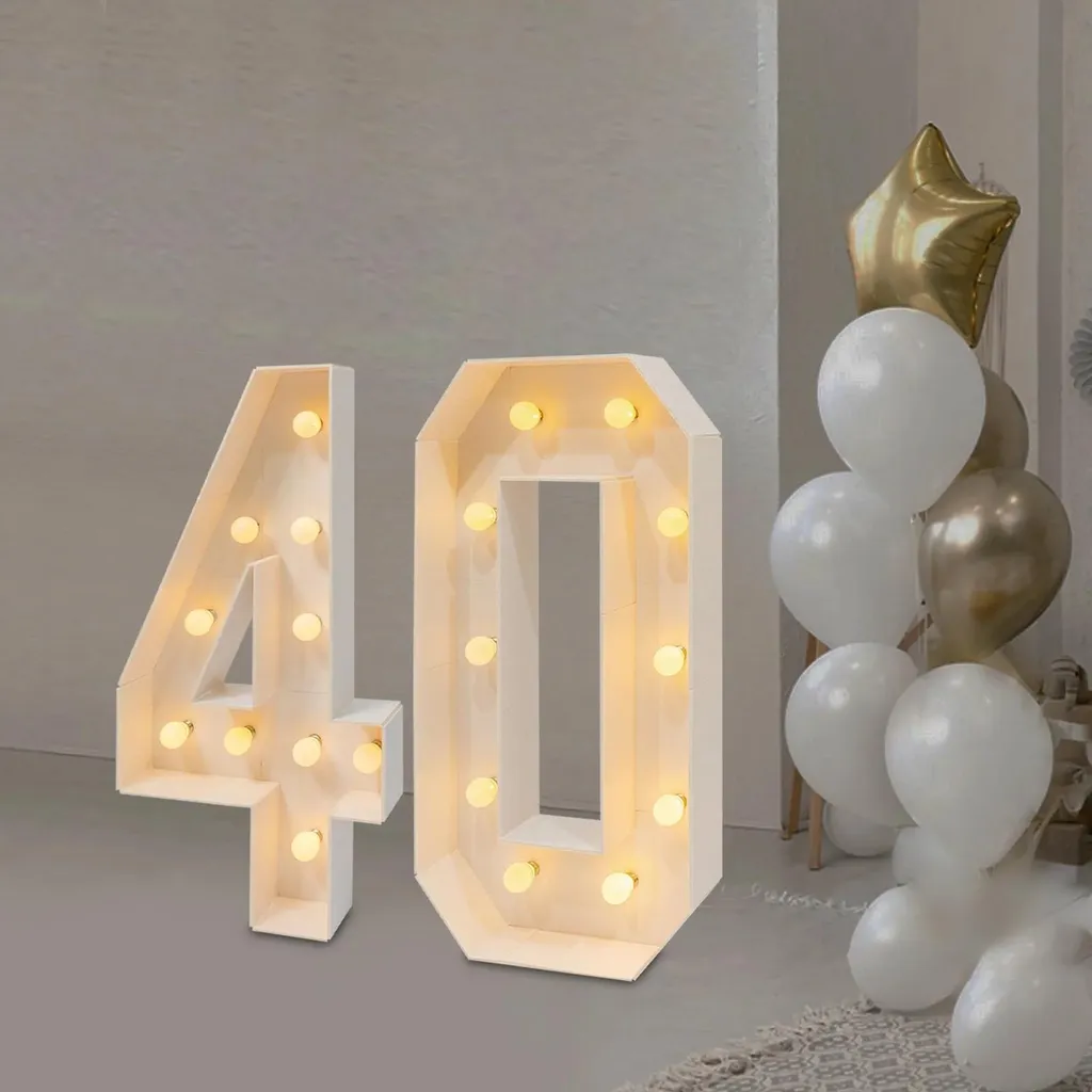 Chiffre Lumineux Géant 100 cm Blanc Chaud - Lampe Marquee 20 LED - 4