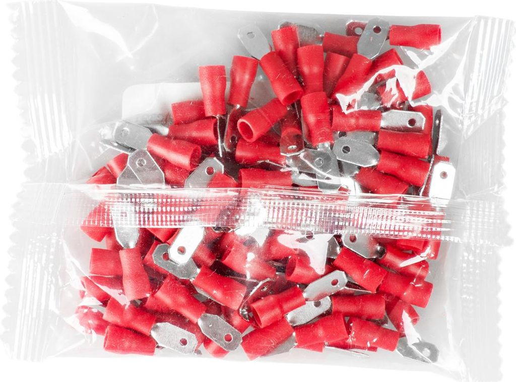 Vayox Set 100 Stk. Flachstecker isoliert männlich 0.5-1.5mm2 4.8mm Rot