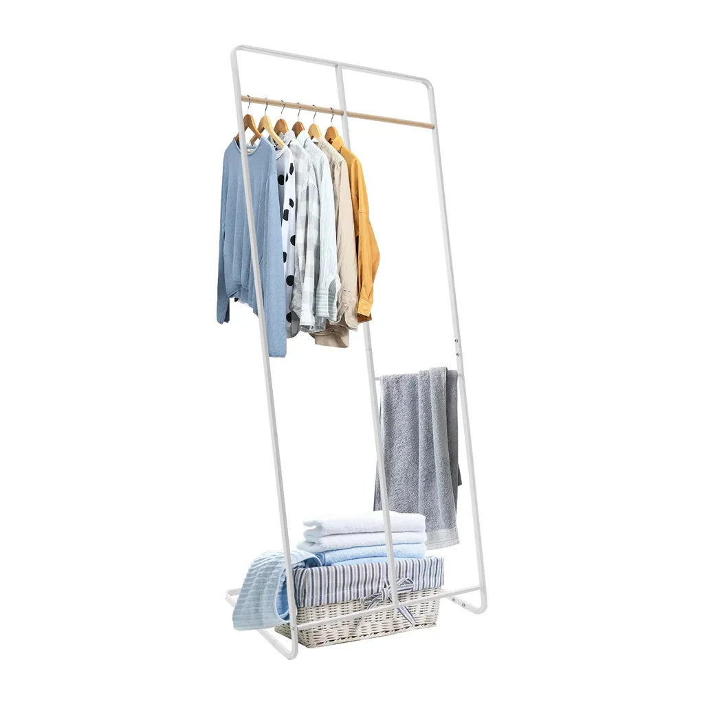 Porte-manteau double rangée 163cm avec structure d'angle gain de place