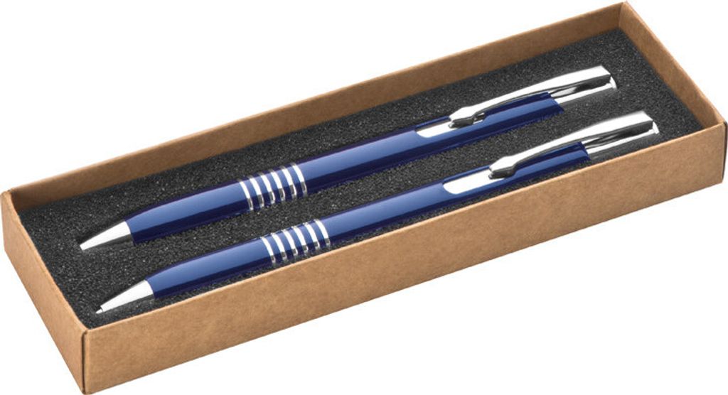 Schreibset / bestehend aus Kugelschreiber + Druckbleistift / Farbe: blau