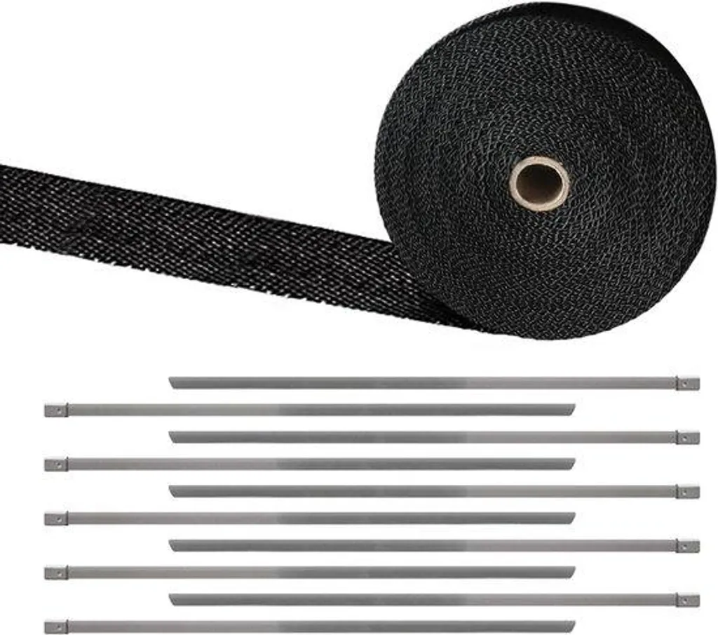 Isolant thermique collecteur moto 5m noir fibre de verre avec attaches