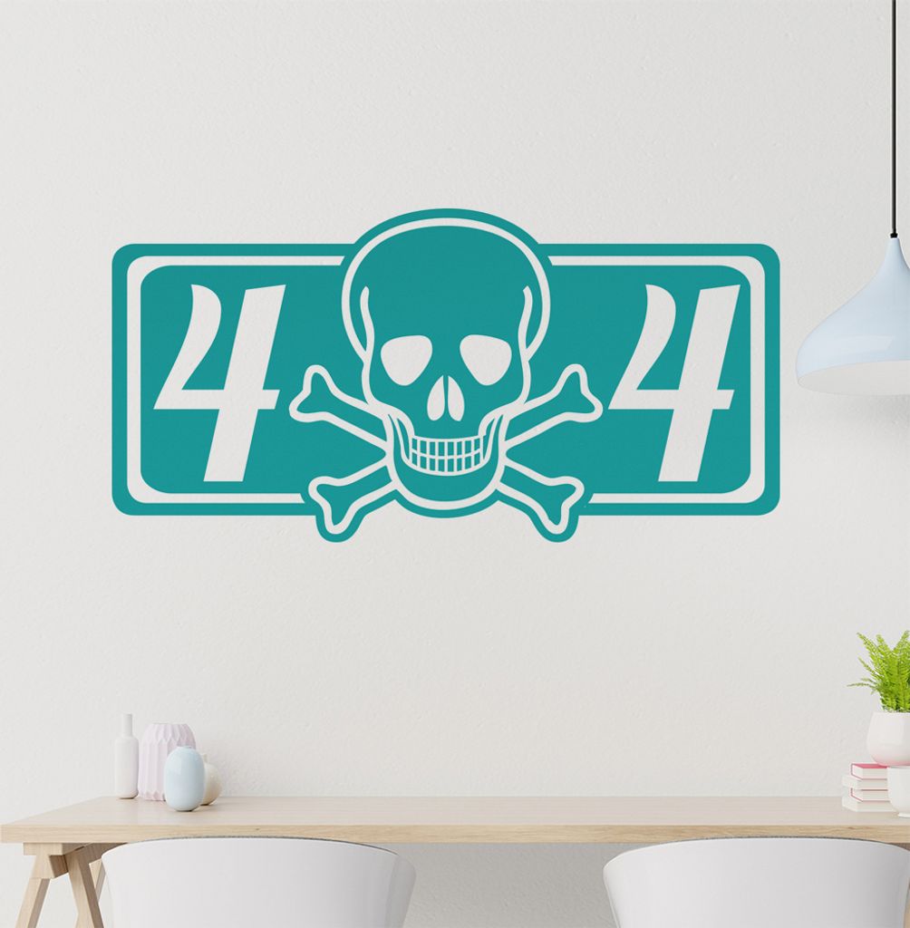4 x 4 Totenkopf Wandtattoo in 6 Größen - Wandaufkleber Wall Sticker - Dekoration, Küche, Wohnzimmer, Schlafzimmer, Badezimmer