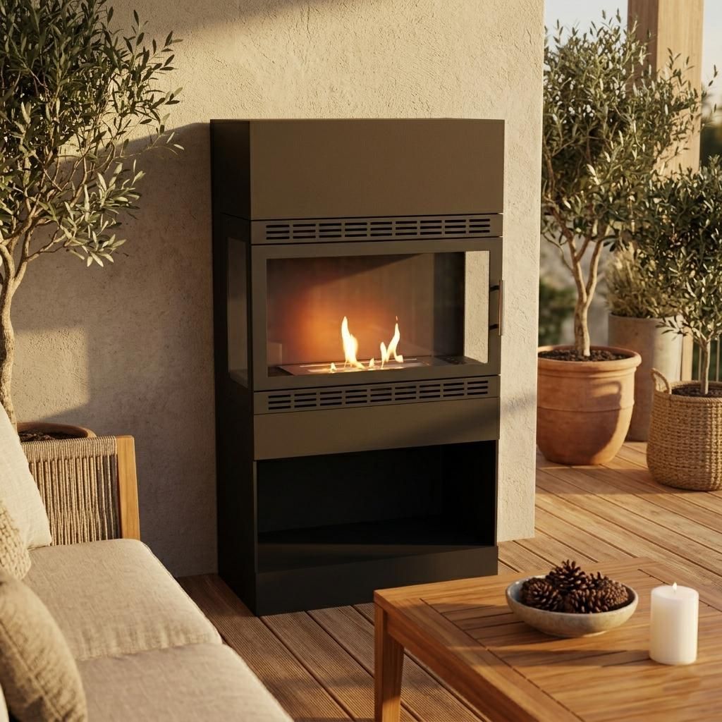 GLOW FIRE Ethanol Kamin 'Lillesand Vision XL Outdoor' | Ethanolofen in weiß mit 3 Std. Brenndauer und 3 KW Heizleistung | BxHxT: 70x130x47,9 cm