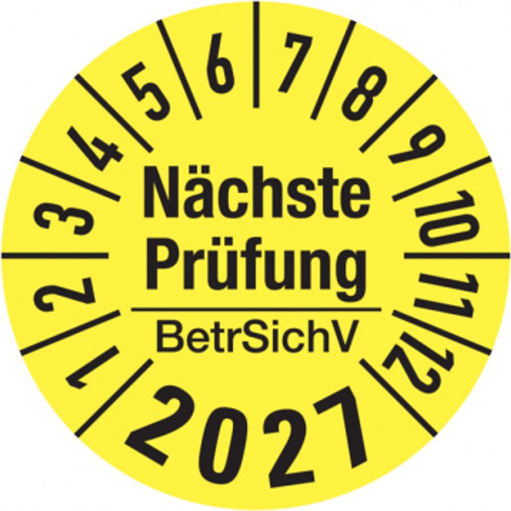 Dreifke Aufkleber Jahresprüfplakette, Nächste Prüfung BetrSichV, gelb/schwar...
