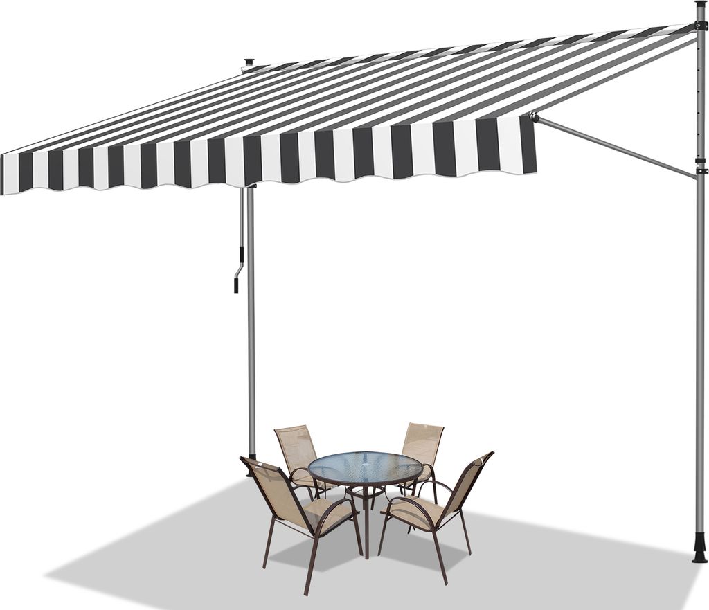 Clanmacy Klemmmarkise Markise Balkon UV-beständig wasserdicht Weiß Grau 350cm