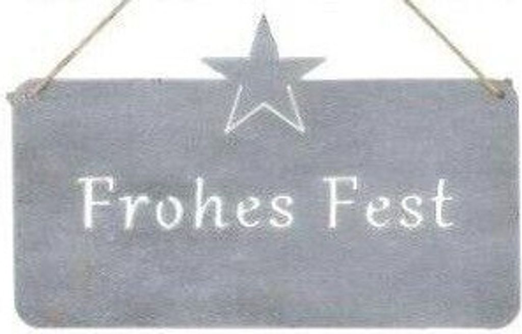 Spruchschild Metall grau "Frohes Fest" Türschild L25cm H16cm Weihnachtsdeko