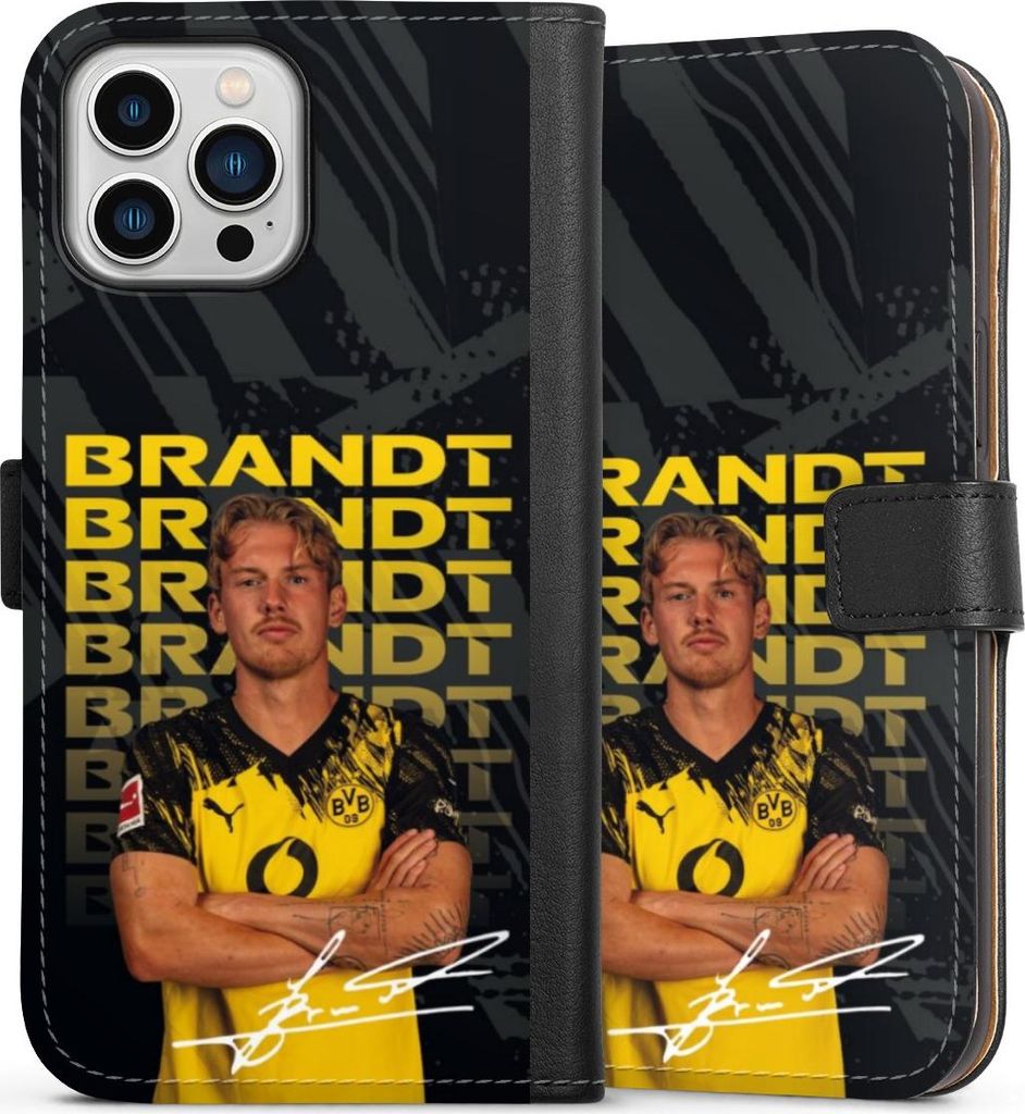 DeinDesign Klapphülle für Apple iPhone 13 Pro Max Handytasche Lederhülle Tasche BVB Borussia Dortmund Julian Brandt