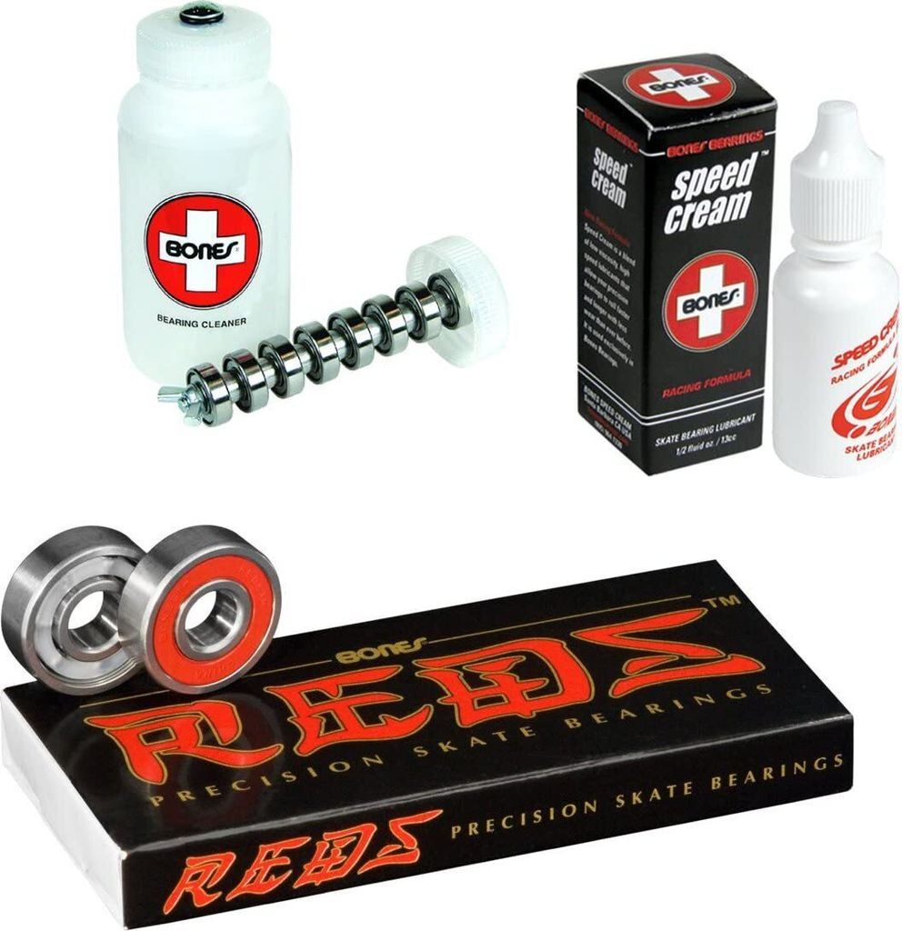 Bones Reds Kugellager (8er Pack) + Kugellager Reiniger Dose + Speed Cream (Bundle)