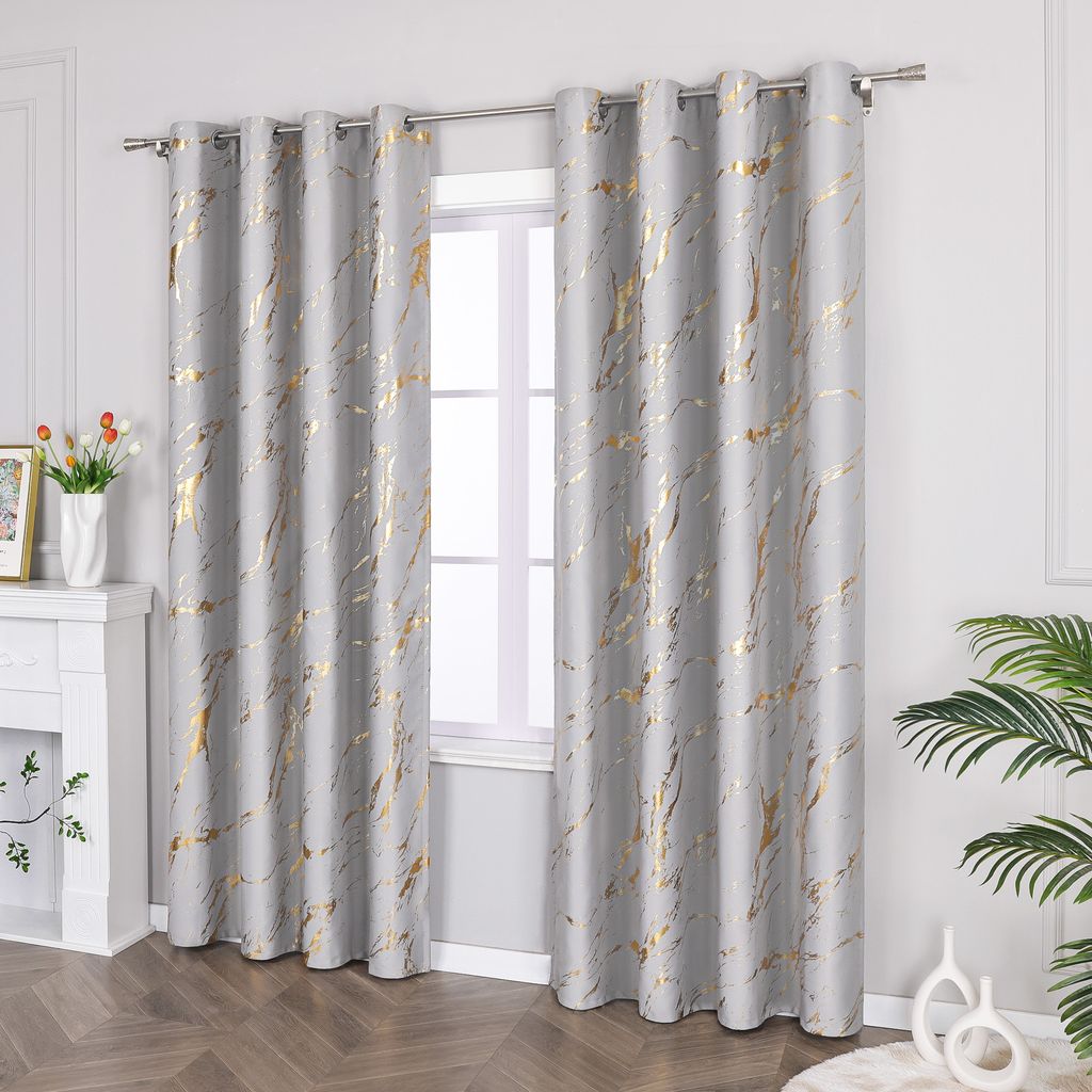 SVTUSR Verdunkelungsvorhänge 2er Set - 3D Grau Geometrisch 140x160cm