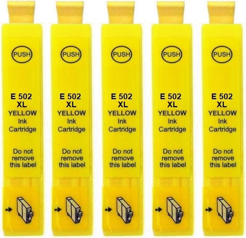 5 x kompatible Druckerpatrone 502 XL Yellow für Epson Expression Home XP-5100 5105 5115 5150 5155 WorkForce WF-2800 2860 2865 2880