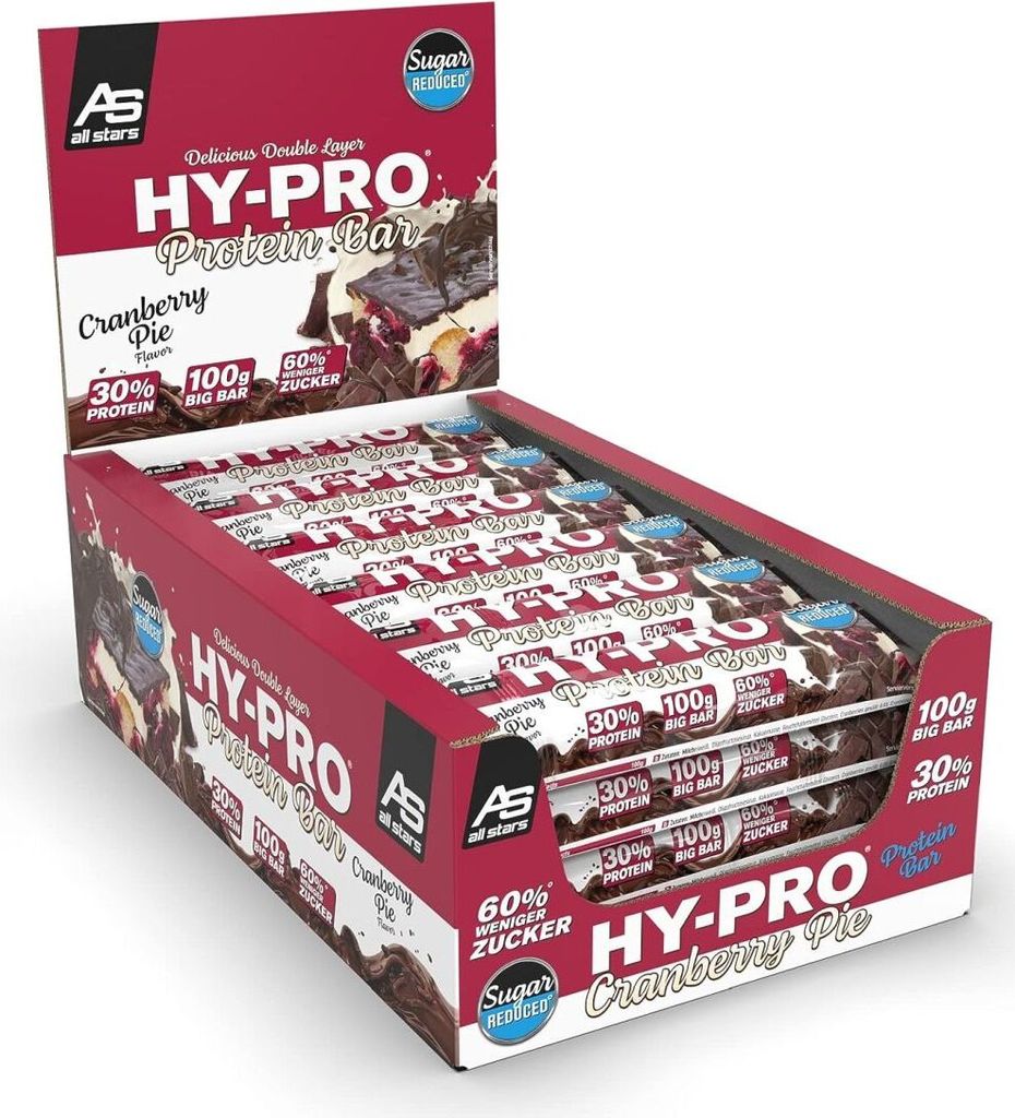 All Stars Hy-Pro Protein Bar- 24 x 100g Riegel Cranberry Pie
