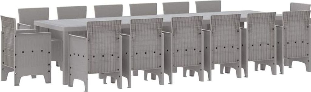 Garten Essgruppe 15 pcs Hellgrau Polt Rattan