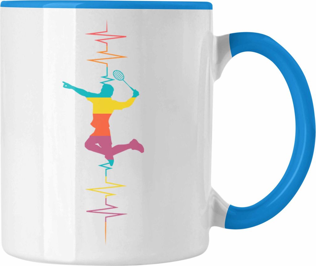 Trendation - Lustige Handball-Tasse Herzschlag Grafik Geschenk für Handballspieler (Blau)