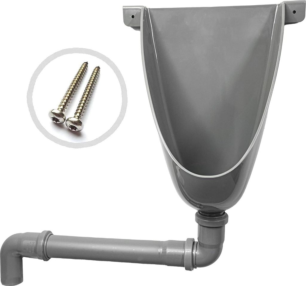 Urinal Pissoir Wand-Urinal Kunststoff PVC, einfach und wasserlos mit Abflussrohr und 2 rostfreien Schrauben für die Toilette