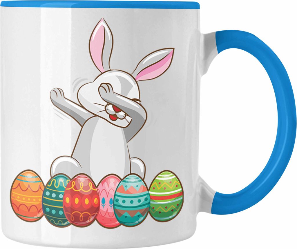 Trendation - Tasse Ostern Ostergeschenke Kinder Jugendliche Geschenke Lustige Grafik Osterhase Dab (Blau)