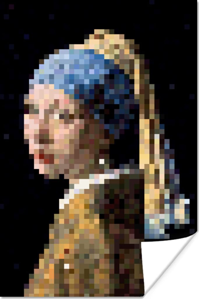 MuchoWow Poster Das Mädchen mit dem Perlenohrring - Johannes Vermeer - Pixel 20x30 cm - Papierdruck