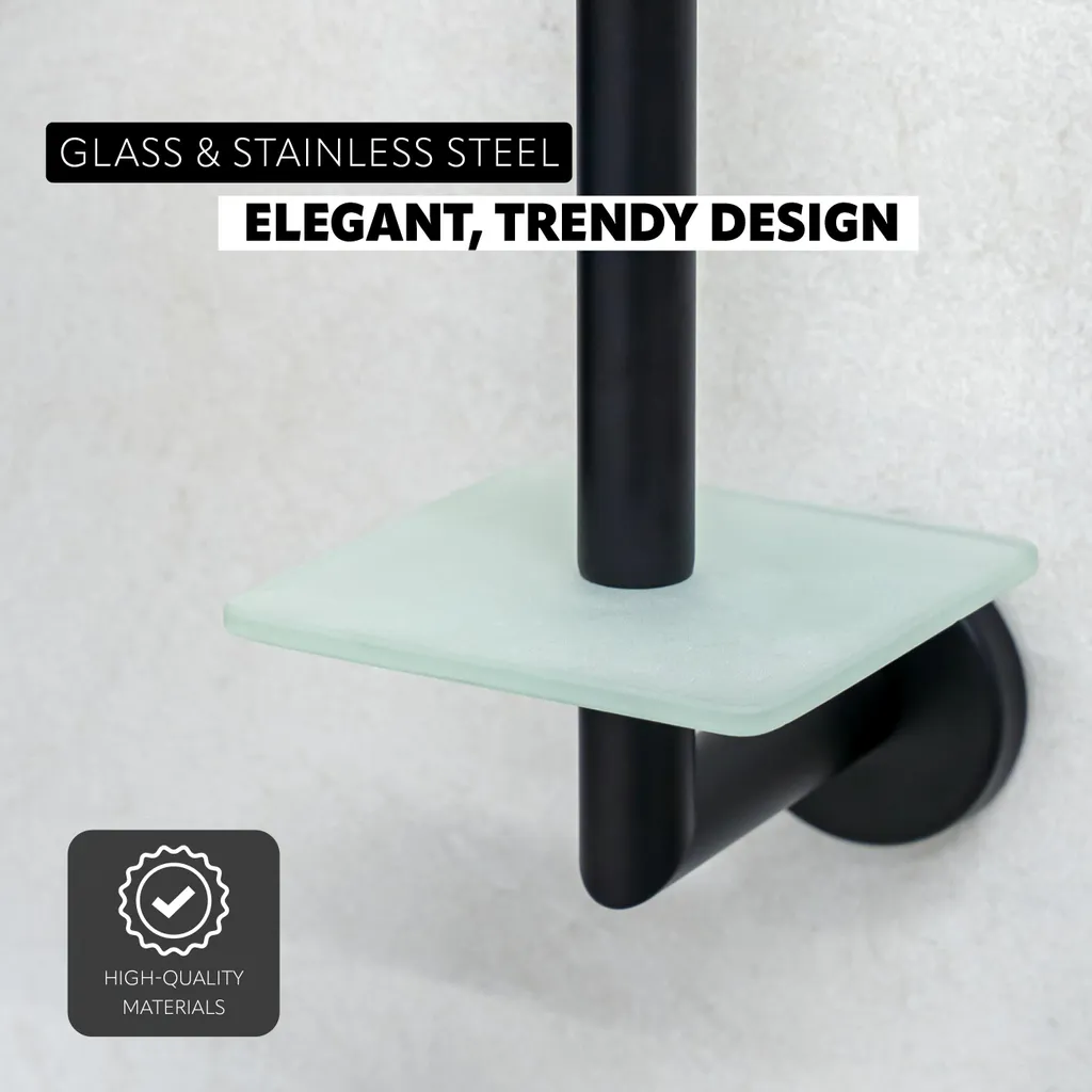 Portarotolo Bagno Nero Opaco bremermann PIAZZA BLACK - Qualità 18/10 - 5