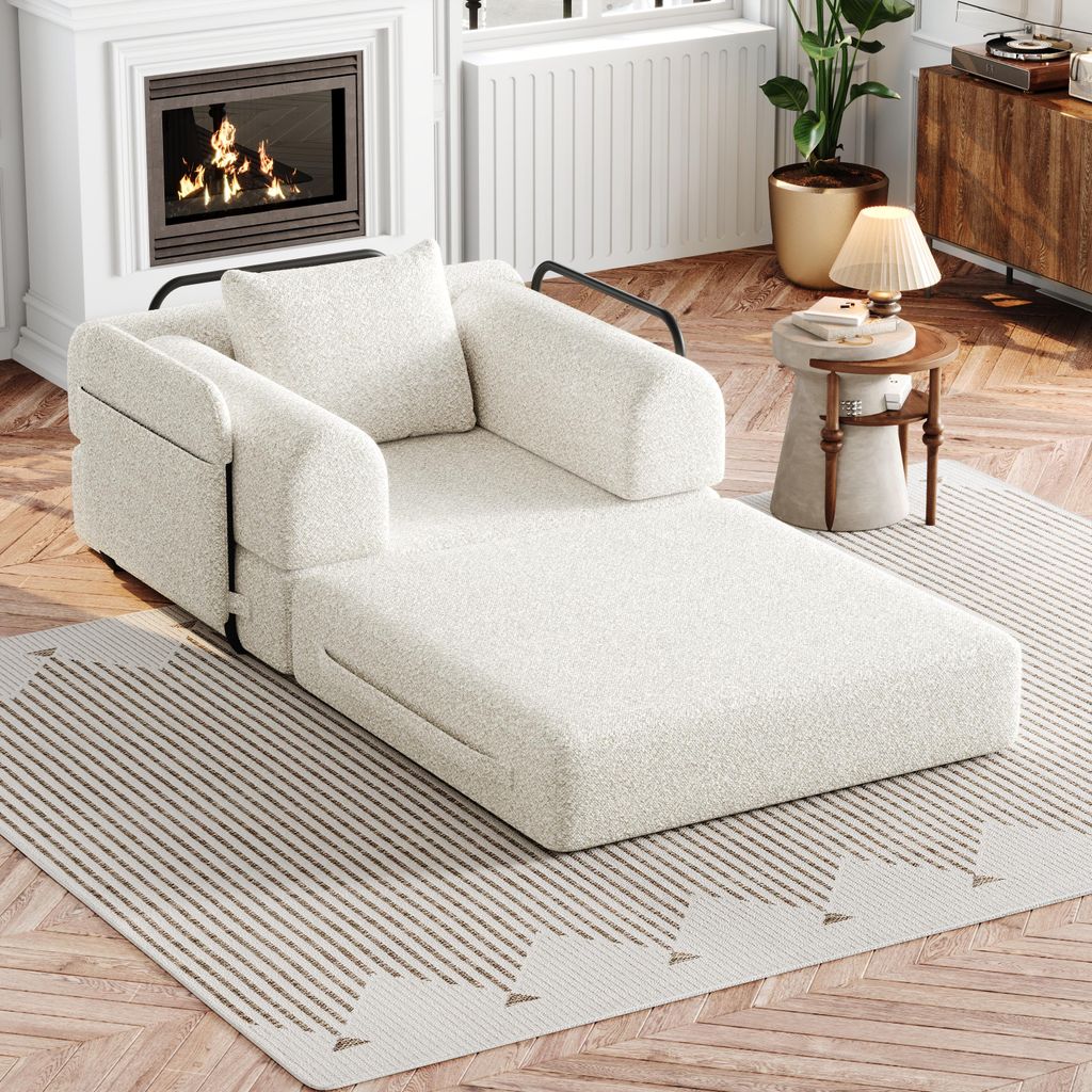 Slaapbank met chenillebekleding, 2-in-1 design, met Productafbeelding 
