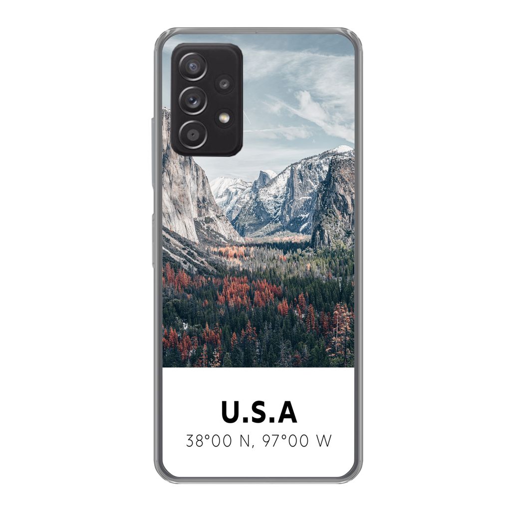 MuchoWow Handyhülle Schutzhülle Hülle für Samsung galaxy a73 Yosemite - Amerika - Wyoming - Wald - Berge Silikon Softcase Handy Hülle - Hand...